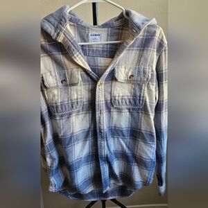 Old Navy Casual Blue and White Plaid Shirt
